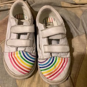 Vans Flour Shop Toddler Girls Old Skool V Skate Shoes White Rainbow vintage